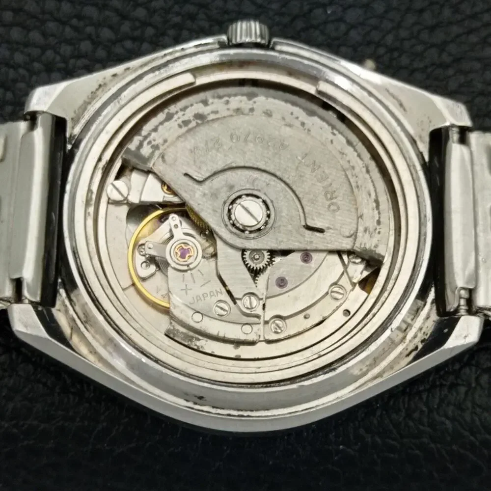 Vintage 1979 Orient Automatic Mens Silver Watch W/daydate & Gold accents - Picture 10 of 10